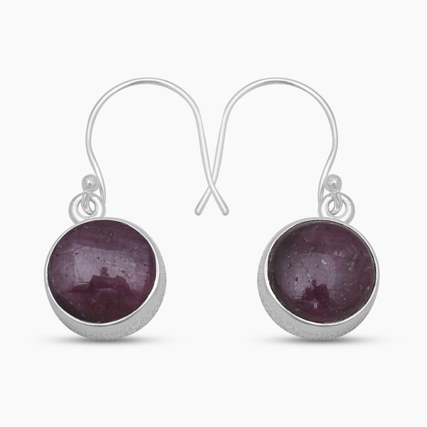 925 Sterling Silver Star Ruby Earrings