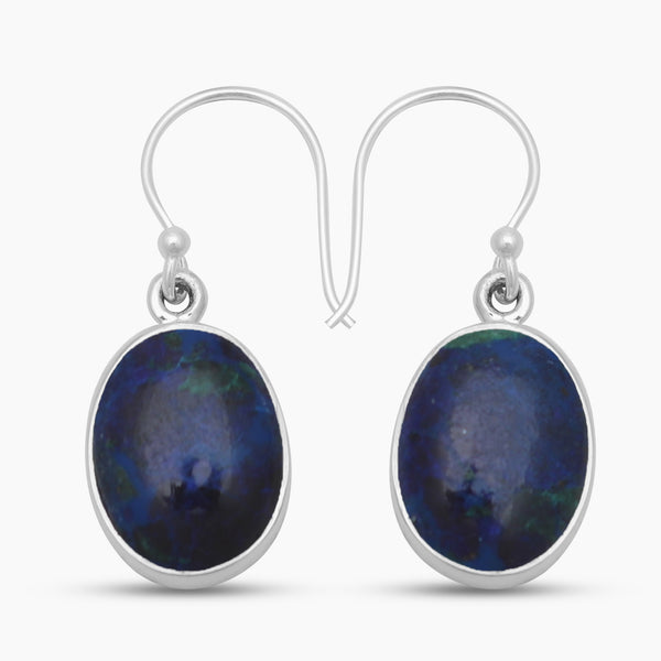Azurite Malachite Silver Earrings