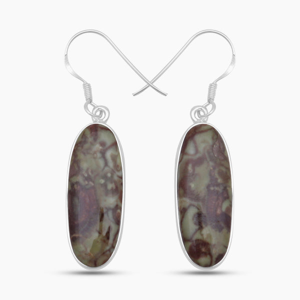 Spider Web Jasper Silver Earrings