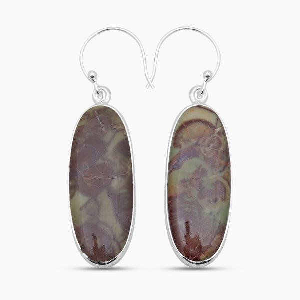 Spider Web Jasper Silver Earrings
