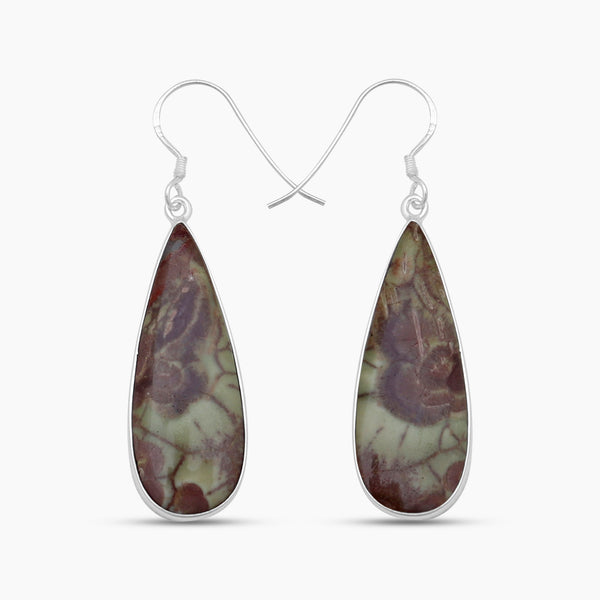 Spider Web Jasper Silver Earrings