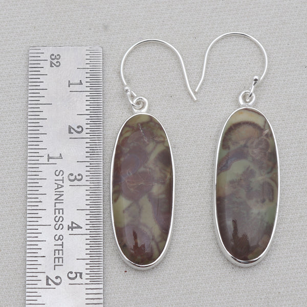 Spider Web Jasper Silver Earrings