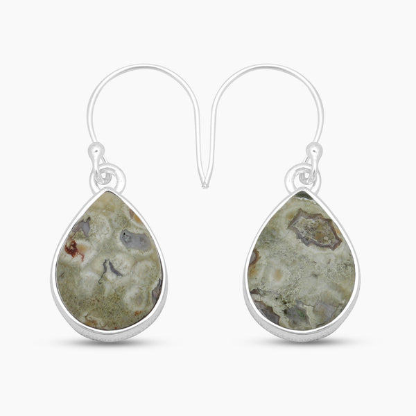 Rainforest Jasper Silver Earrings