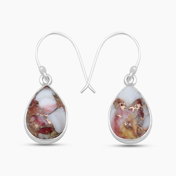 Orange Spiny Oster Silver Earrings