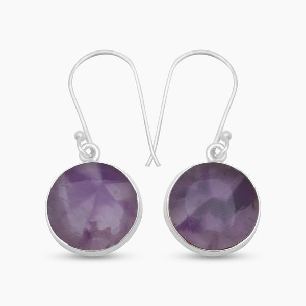 Amethyst Crystal Quartz Silver Earrings