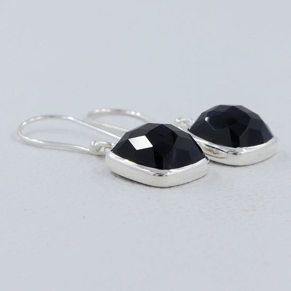 Black Onyx Silver Earrings