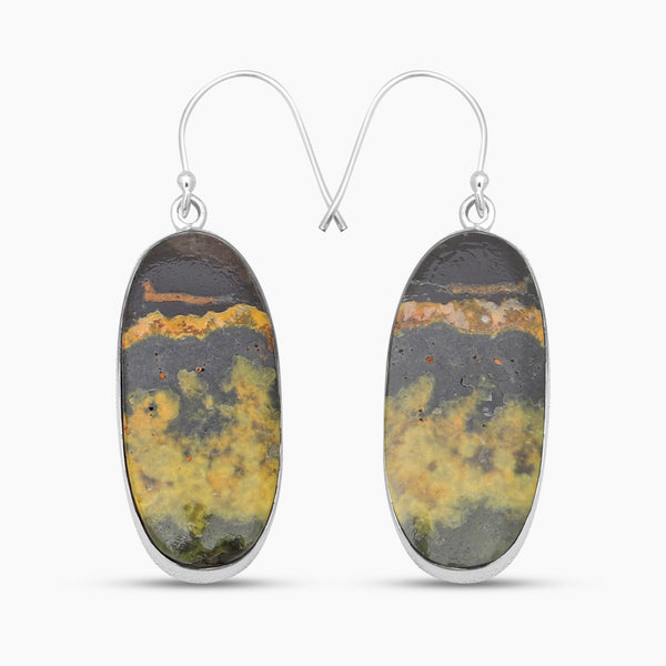 925 Sterling Silver Mustard Jasper Earrings