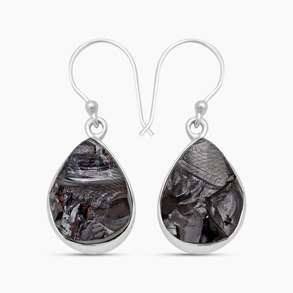 925 Sterling Silver Shunite Earrings