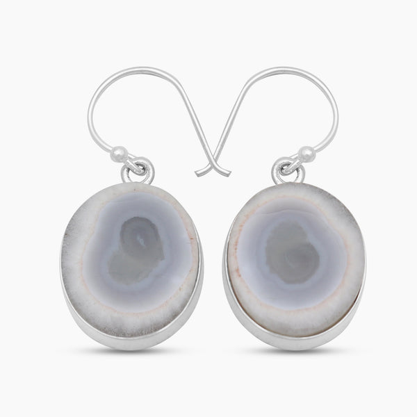 Solar Ice Quartz Silver Earrings