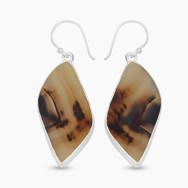 Natural Montana Agate Silver Earrings