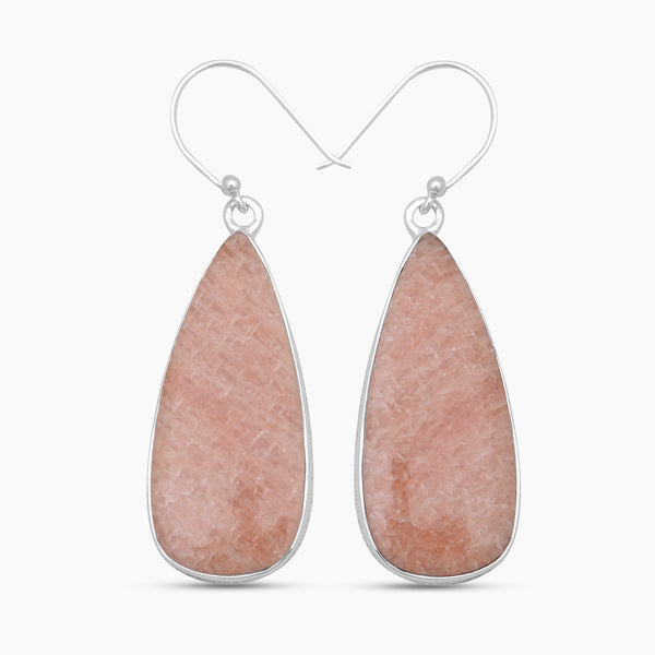 Orange Amazonite Silver Plain Earrings