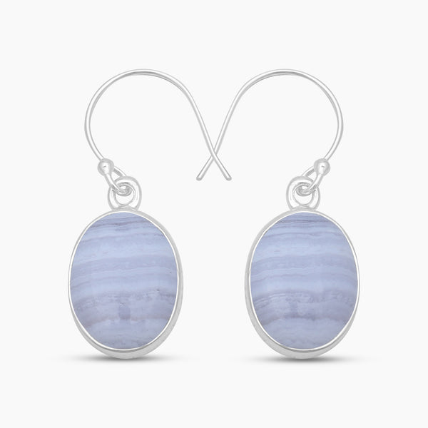 Blue Lace Agate Silver Earrings