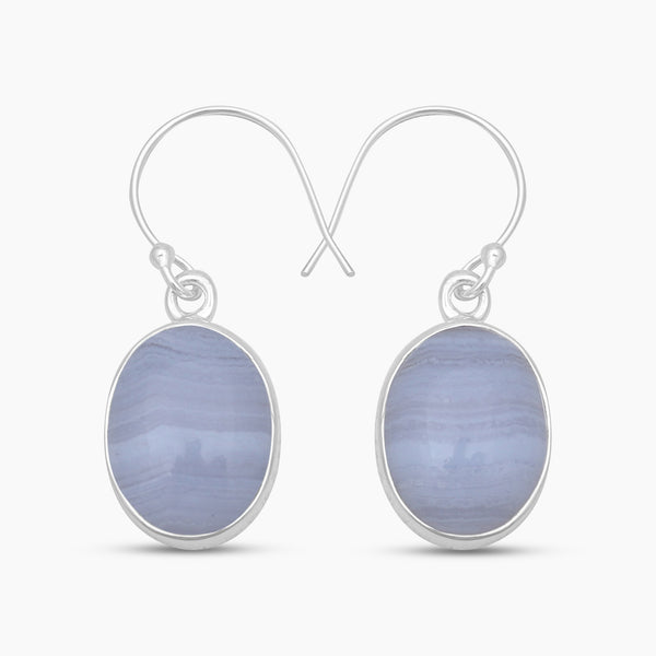 Blue Lace Agate Silver Earrings
