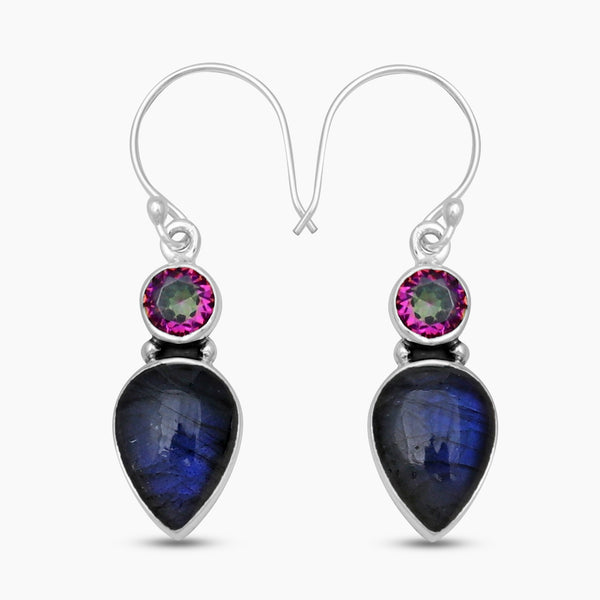 Rainbow Moonstone Silver Earrings