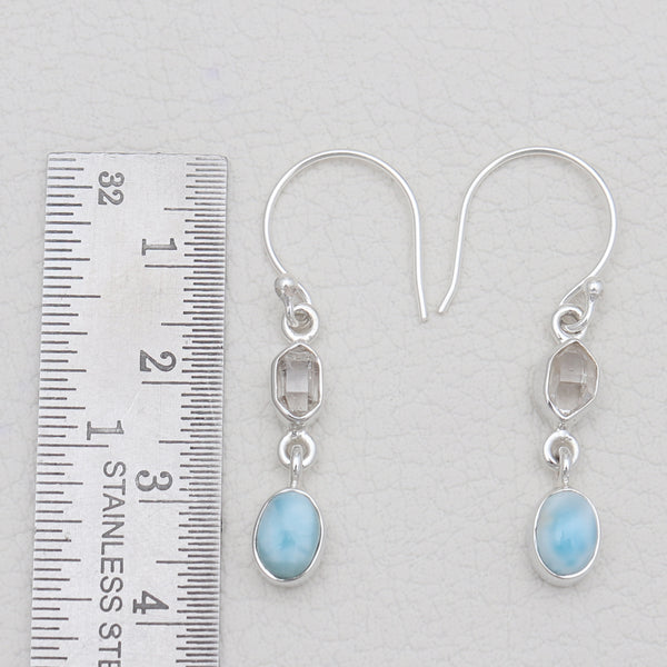Larimar & Herkimer Quartz Silver Earrings
