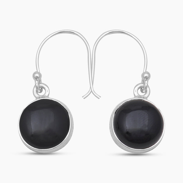 Black Onyx Silver Earrings