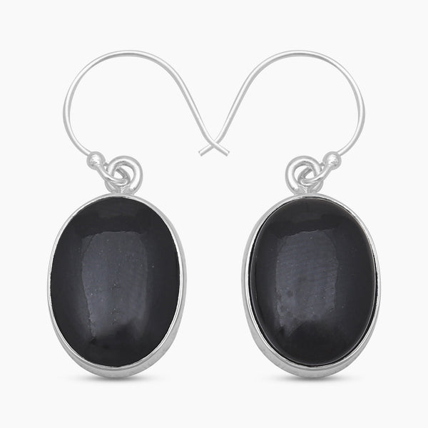 Black Onyx Silver Earrings