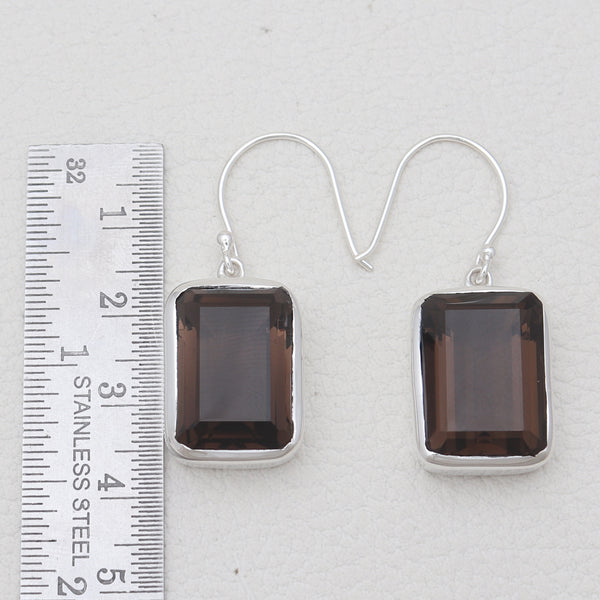Smoky Quartz Silver Dangle Earrings
