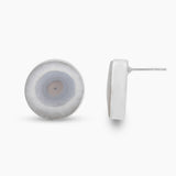 Solar Ice Quartz Silver Stud Earrings