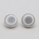 Solar Ice Quartz Silver Stud Earrings