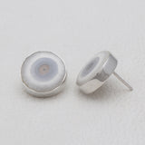 Solar Ice Quartz Silver Stud Earrings