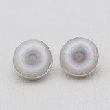 Solar Ice Quartz Silver Stud Earrings