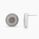 Solar Ice Quartz Silver Stud Earrings