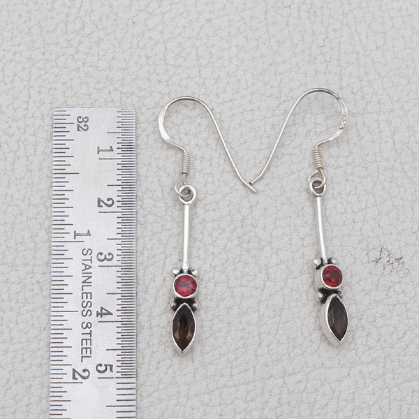 Natural Smoky Quartz Silver Earrings