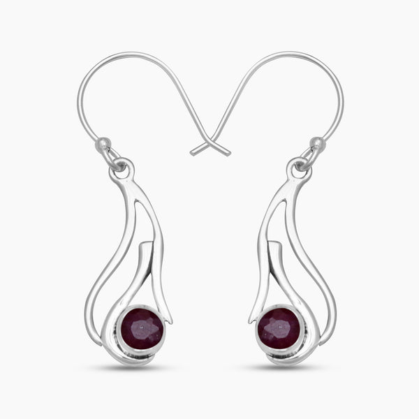 925 Sterling Silver Ruby Earrings