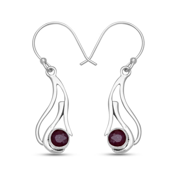 925 Sterling Silver Ruby Earrings