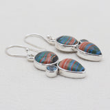Rainbow Calsilica Silver Earrings