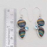 Rainbow Calsilica Silver Earrings