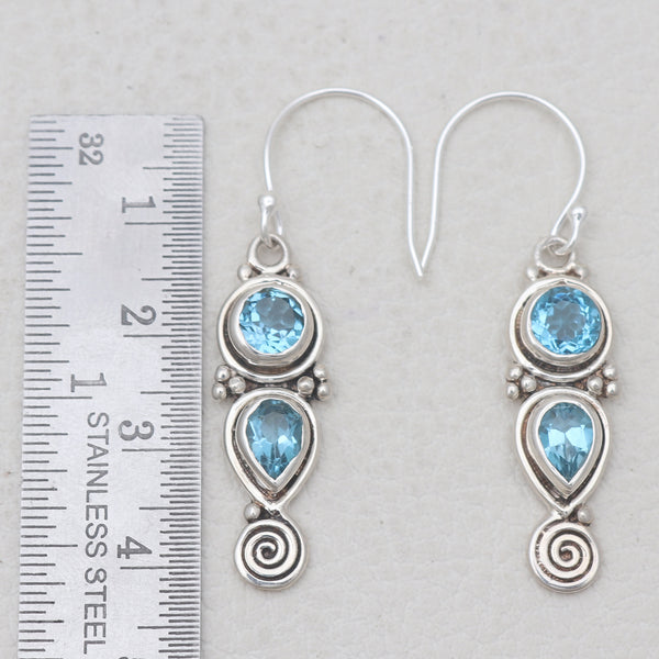 Blue Topaz Silver Earrings