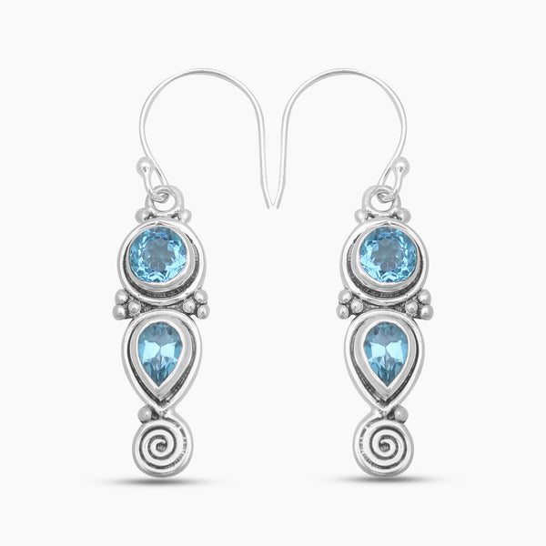 Blue Topaz Silver Earrings