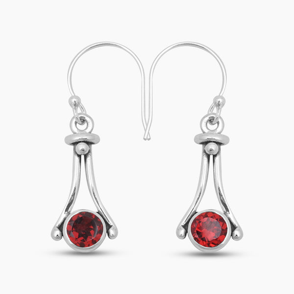 Garnet Silver Earrings