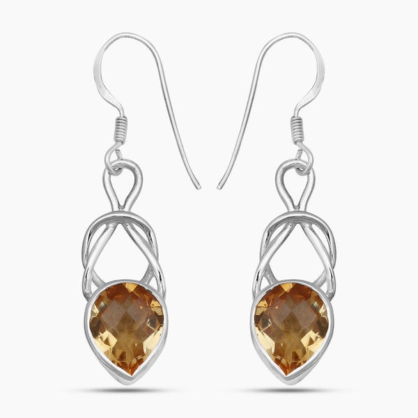 Natural Citrine Silver Earrings