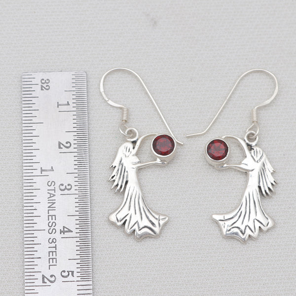 Red Garnet Silver Designer Women Earrings