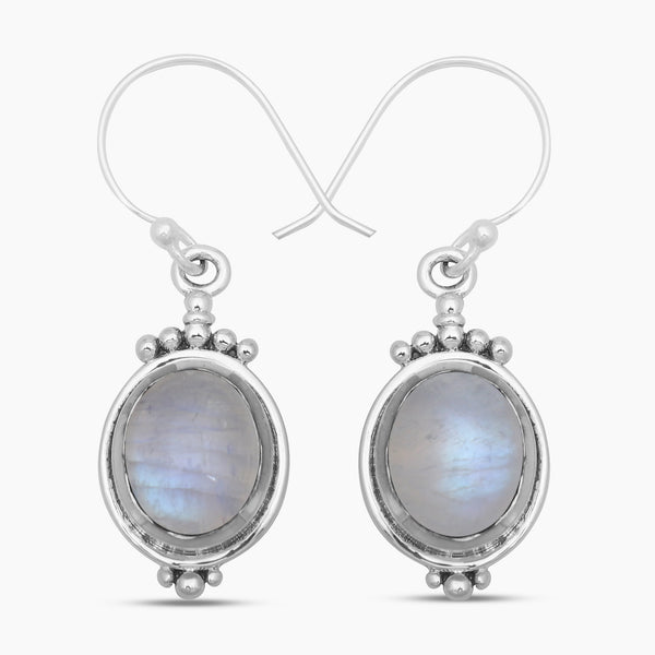 Rainbow Moonstone Silver Earrings