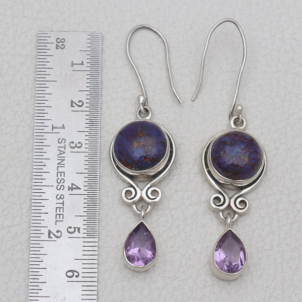 Purple Turquoise Silver Earrings
