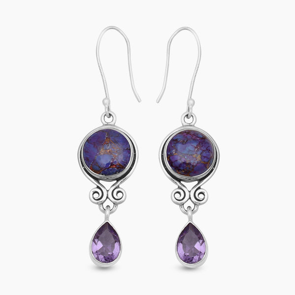 Purple Turquoise Silver Earrings