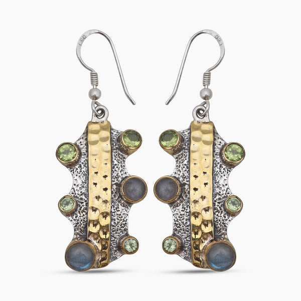 Natural Labradorite Silver Earrings