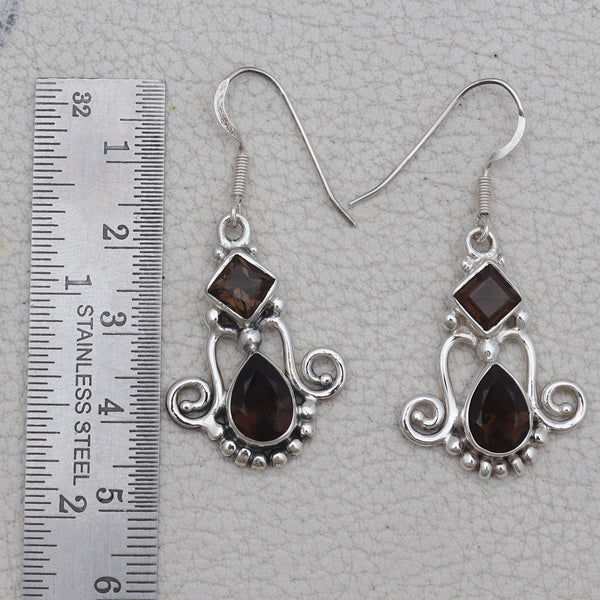 Smoky Quartz Silver Earrings