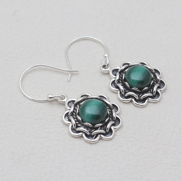 925 Sterling Silver Malachite Earrings