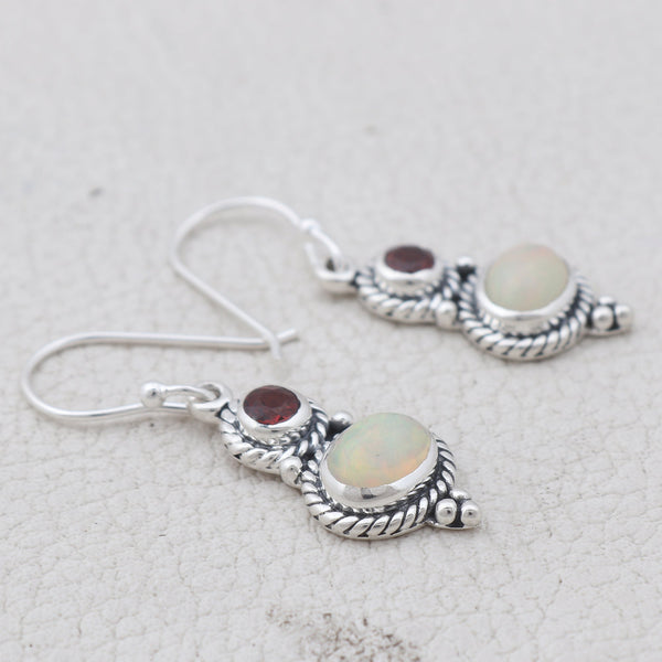 Natural Ethiopian Opal Silver Earrings