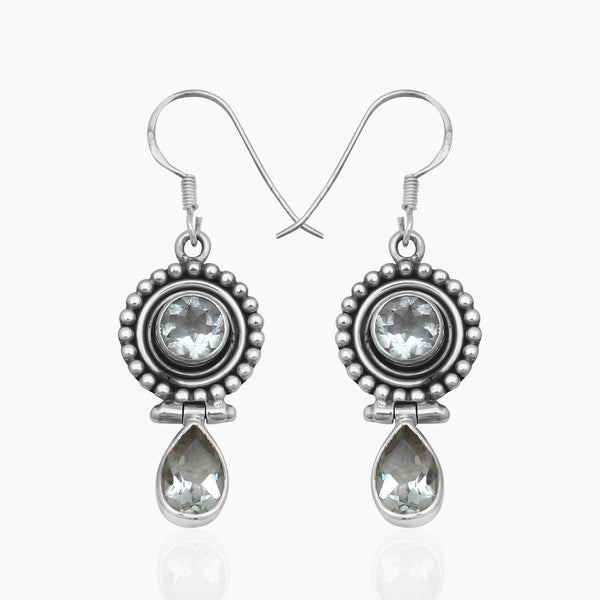 Natural Green Amethyst Silver Earrings