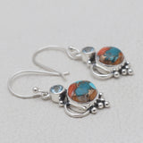 Turquoise Spiny Oyster Silver Earrings