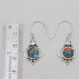 Turquoise Spiny Oyster Silver Earrings