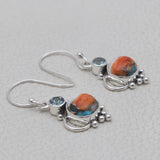 Turquoise Spiny Oyster Silver Earrings