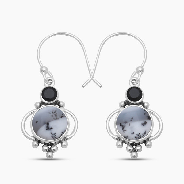Dendritic Opal Silver Earrings
