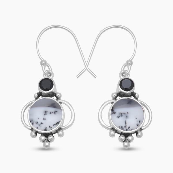 Dendritic Opal Silver Earrings